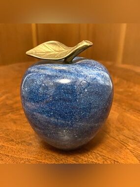 Vintage Italian Blue Marble Apple Objet D’art, 1960s